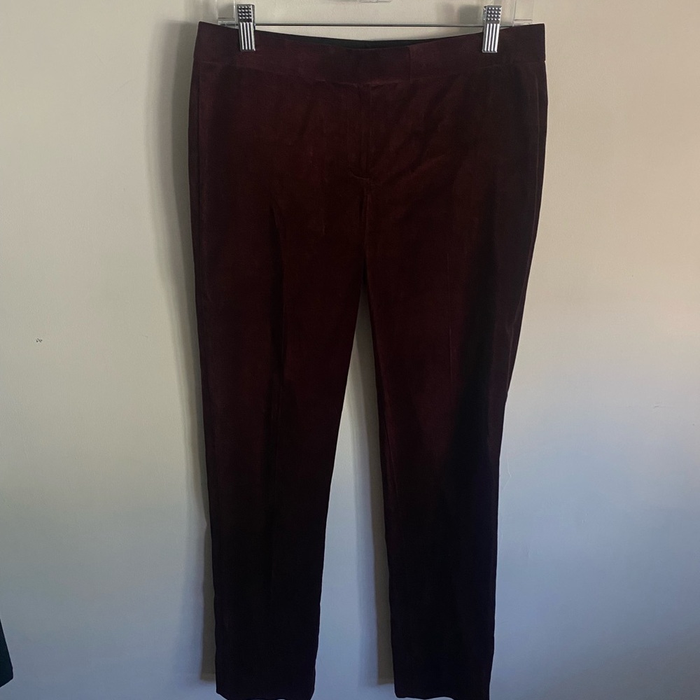 Elie Tahari‎ Rich Maroon Low Rise Velvet Pants Luxury
